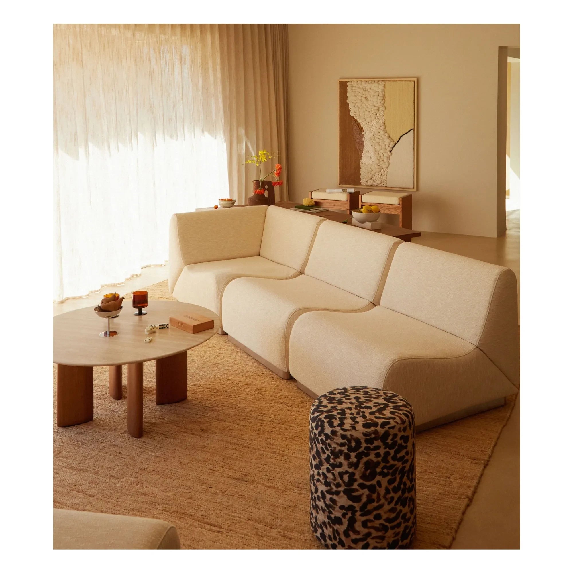 The Socialite Family - Sillón modular de chimenea Rotondo en tejido bouclé | Crema