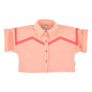 Piupiuchick - Chaqueta de sarga de manga corta geométrica | Coral