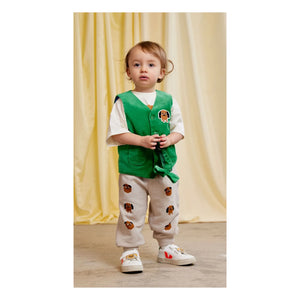 Mini Rodini - Jogger de algodón orgánico con estampado de perritos | Gris melange