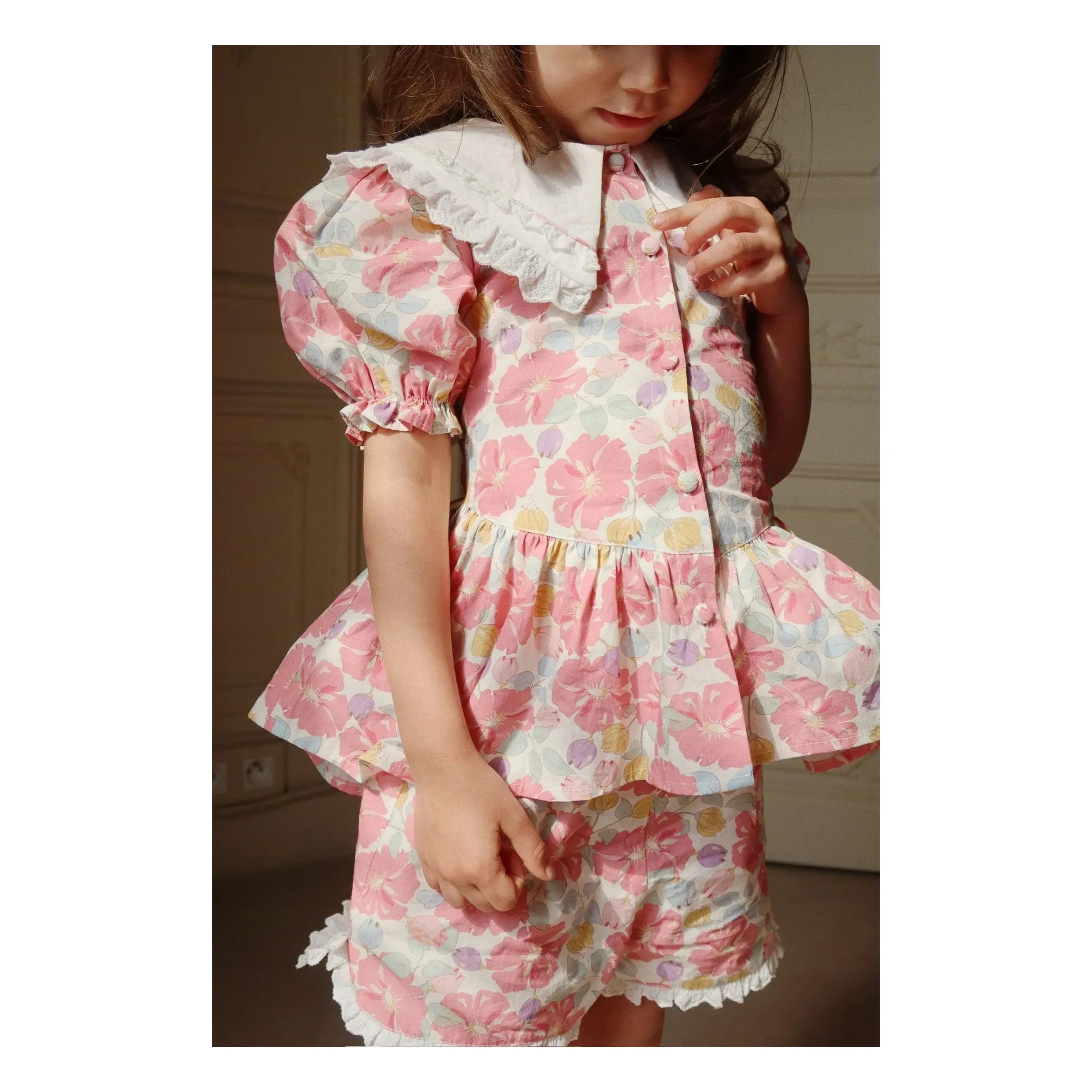 Konges Sløjd - Blusa de algodón orgánico con cuello de corazón | Rosa