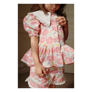 Konges Sløjd - Blusa de algodón orgánico con cuello de corazón | Rosa