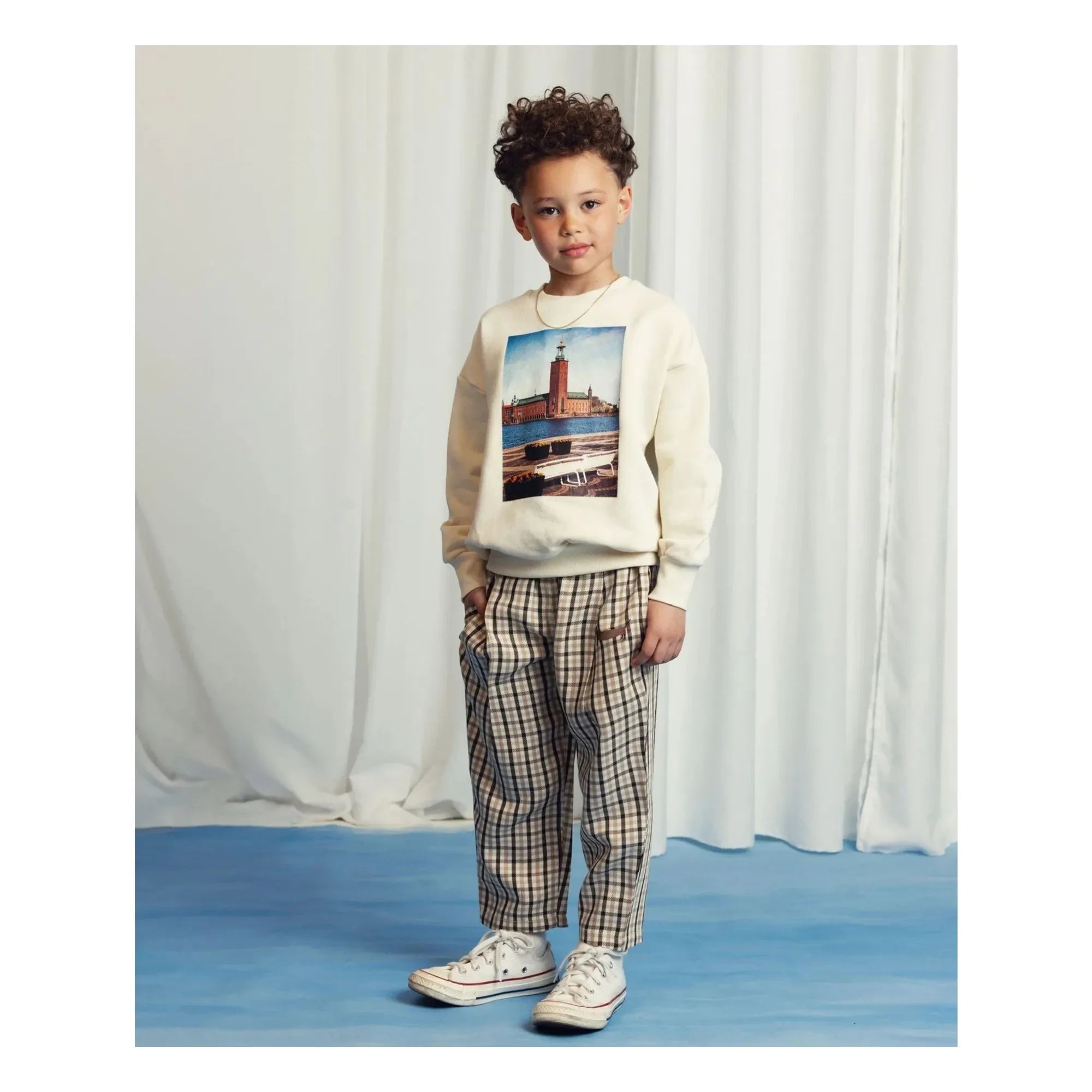 Mini Rodini - Sudadera de algodón orgánico City Hall | Crudo