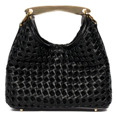 Elleme - Bolso de cuero de punto Little Boomerang | Negro