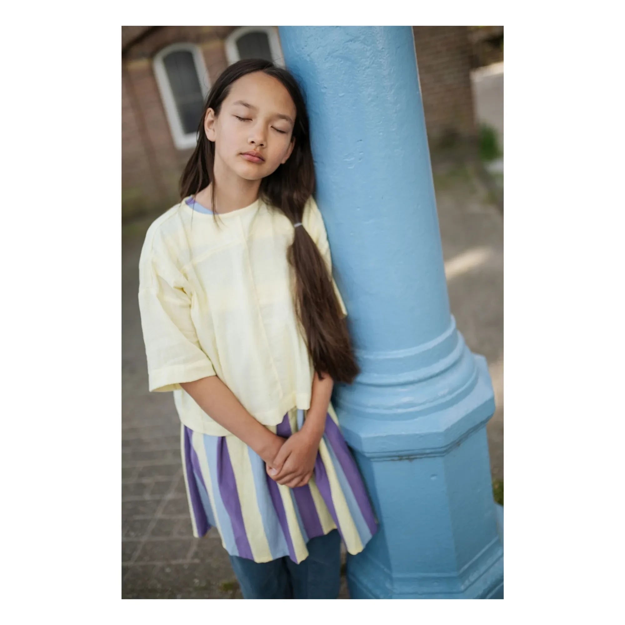 Repose AMS - Blusa con botones en la espalda de algodón orgánico | Amarillo pálido