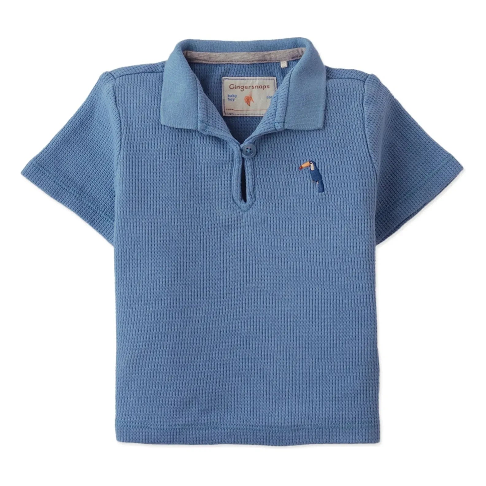 Gingersnaps - Polo con textura de tucán bordado de Timmy | Azul