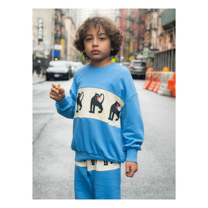 Mini Rodini - Sudadera de algodón orgánico con estampado de pantera | Azul celeste