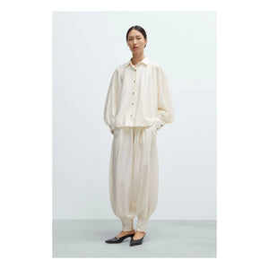 Cordera - Blusa de manga abullonada de marfil | Crema