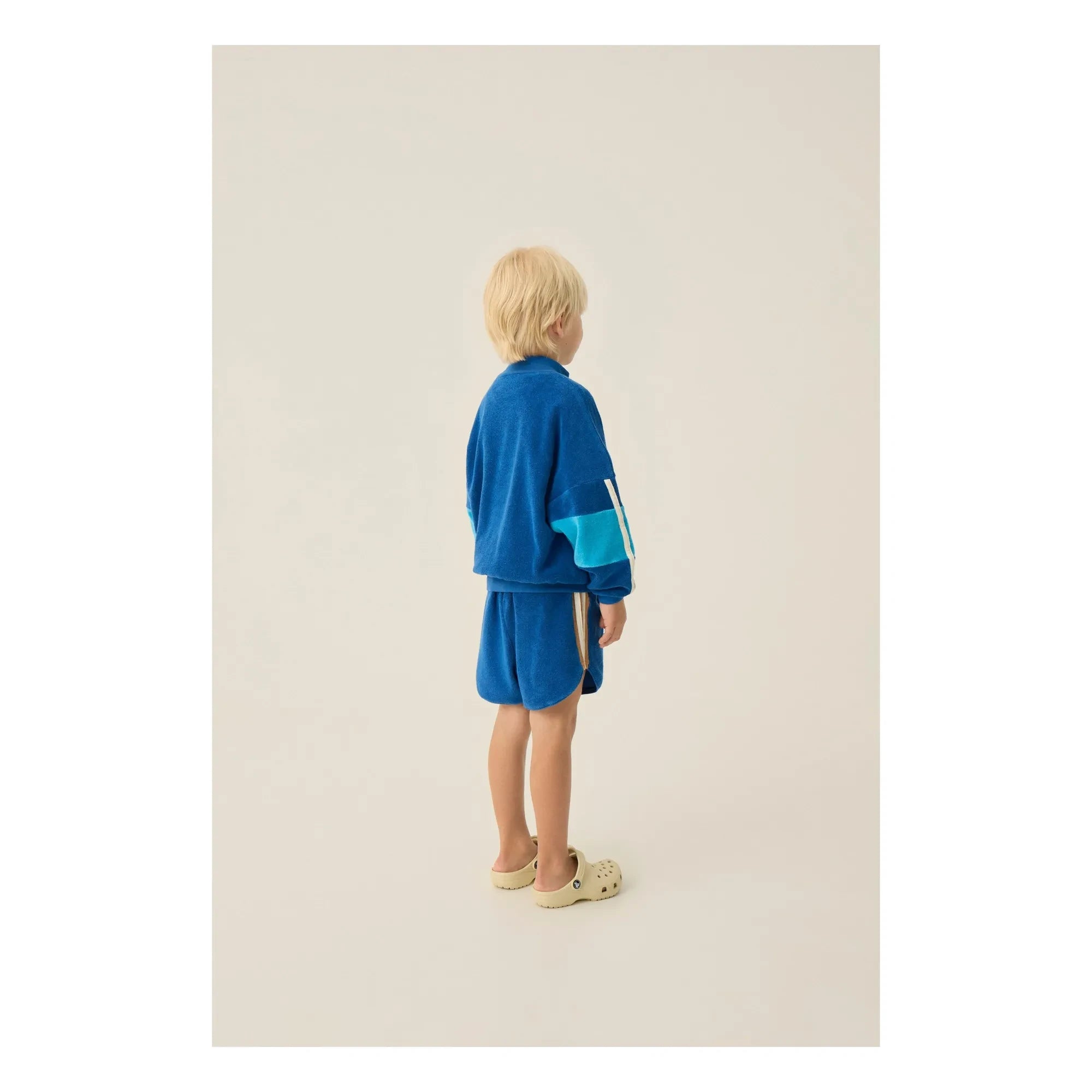 The Campamento - Sudadera con cremallera de toalla y bloques de color | Azul marino