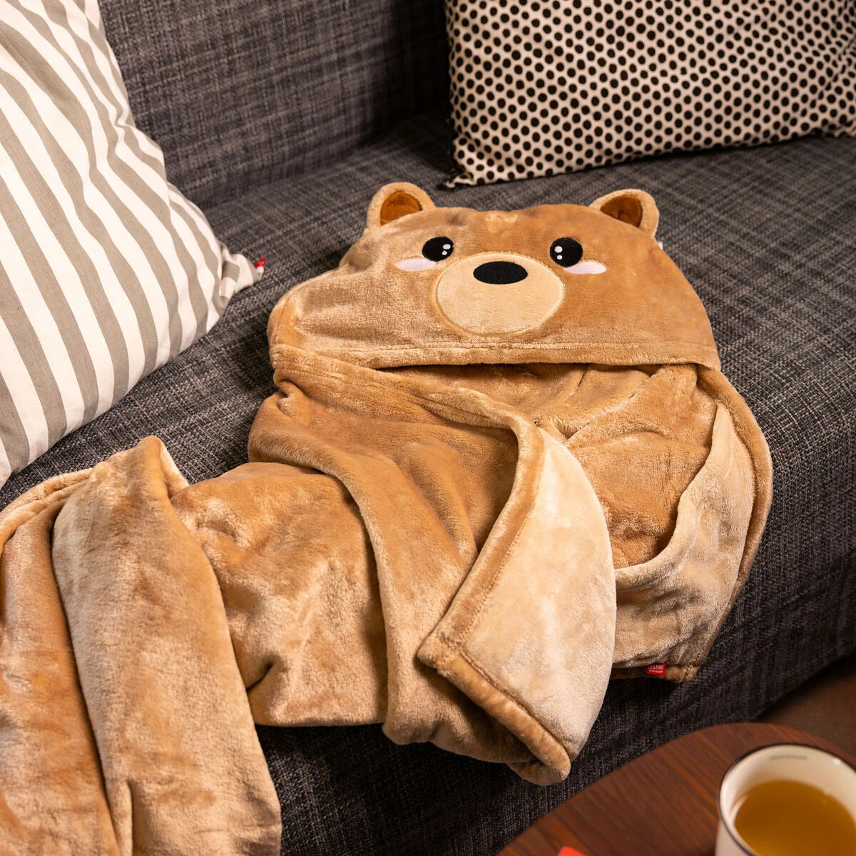 Legami - Manta con capucha de oso de peluche - Abrazos acogedores
