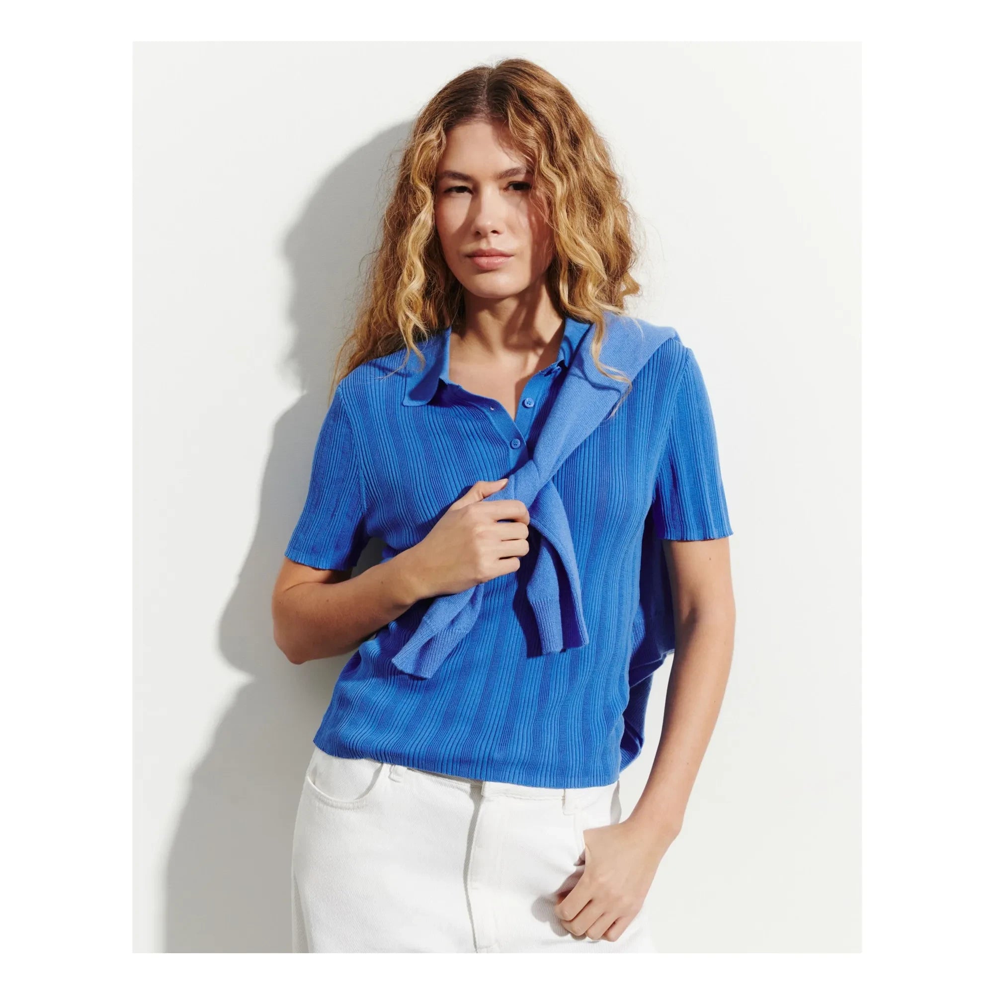 Bompard - Polo de algodón con nervaduras | Azul