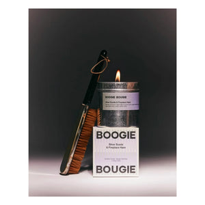 Boogie Bougie - Vela de ante plateado y neblina de chimenea