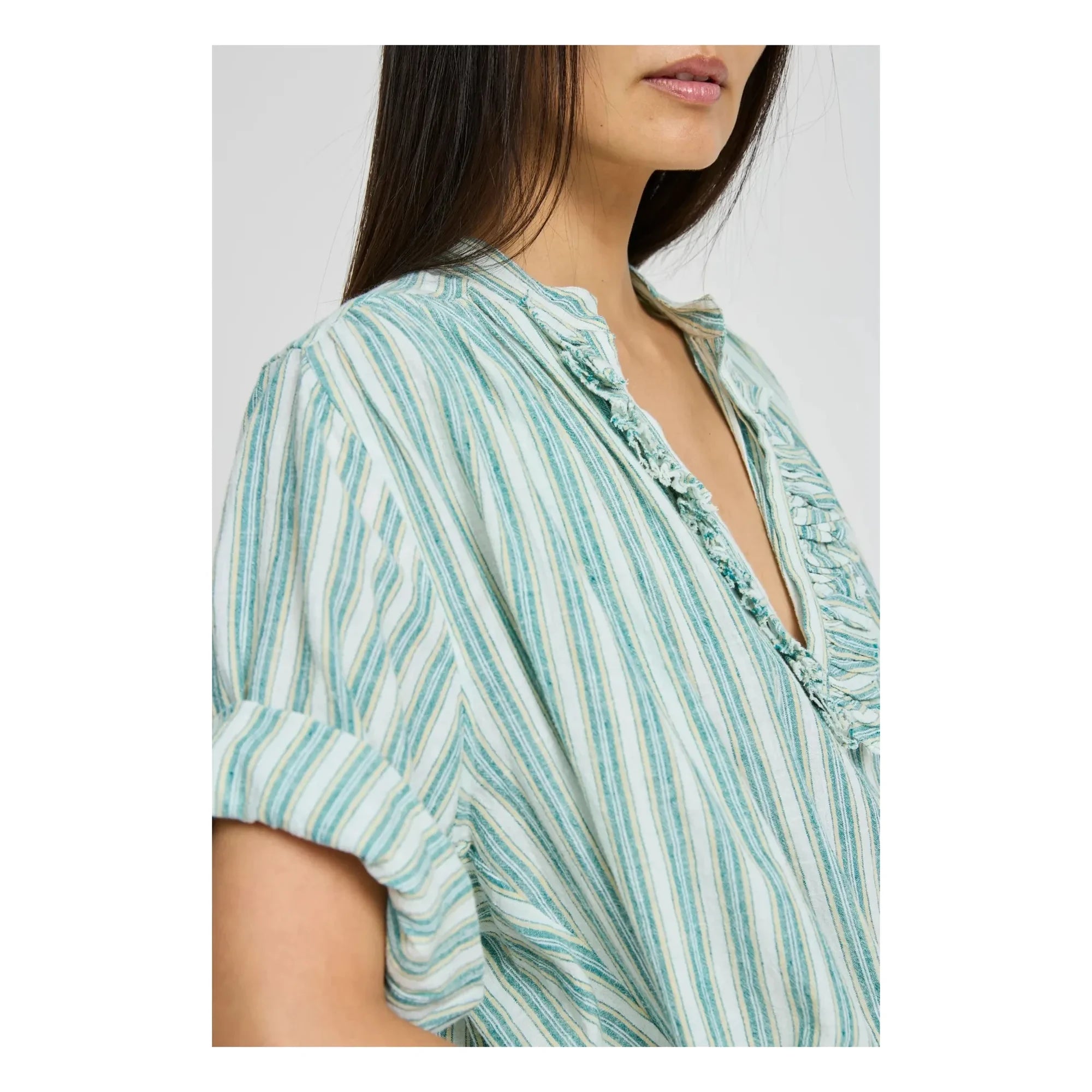 Laurence Bras - Blusa de algodón a rayas Dida | Verde claro