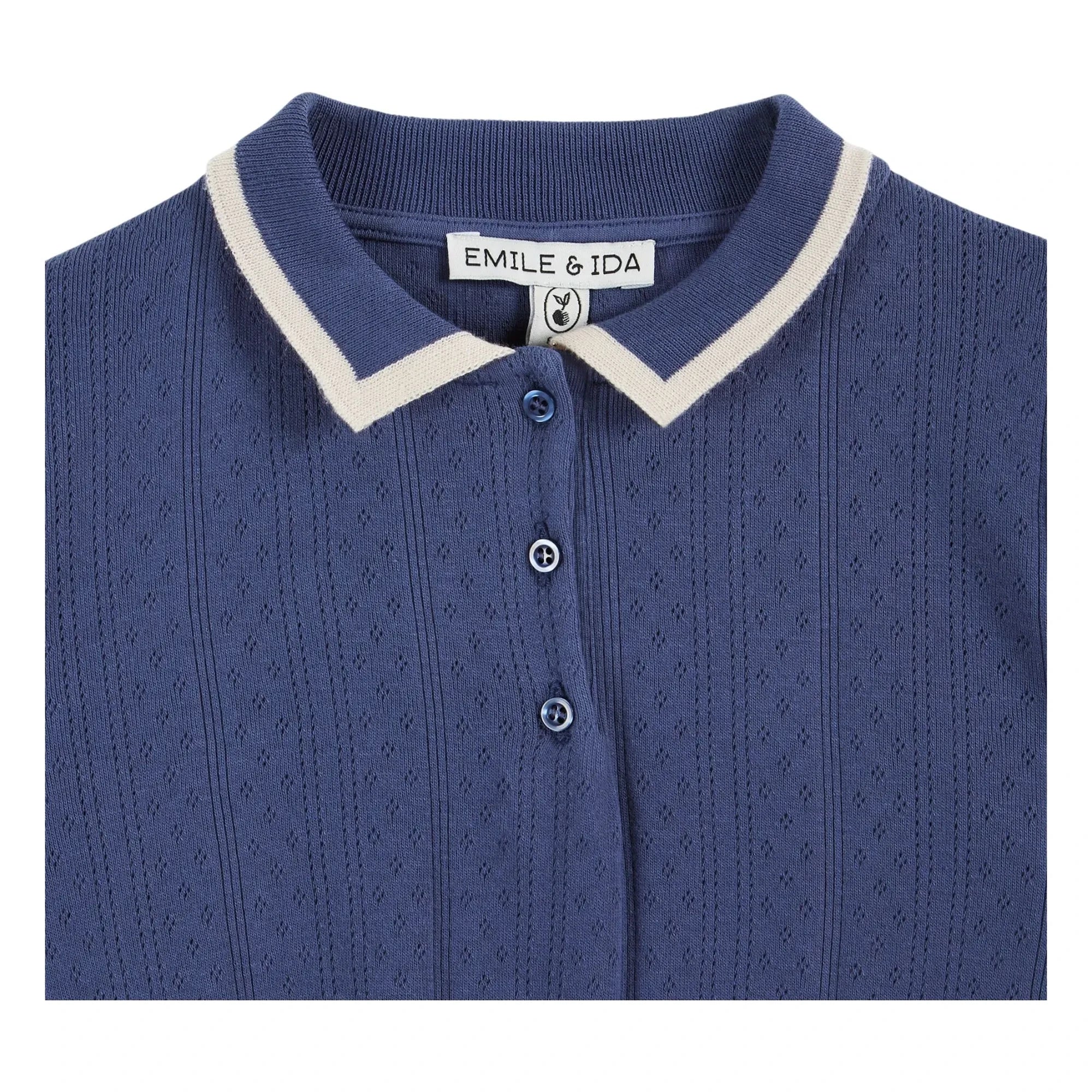 Emile et Ida - Polo de algodón orgánico de punto inglés en contraste | Azul marino
