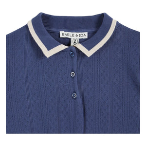 Emile et Ida - Polo de algodón orgánico de punto inglés en contraste | Azul marino