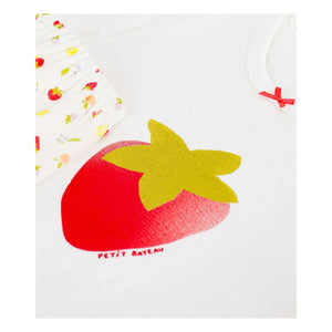 Petit Bateau - Pijama corto de algodón orgánico con estampado de fresas | Crudo