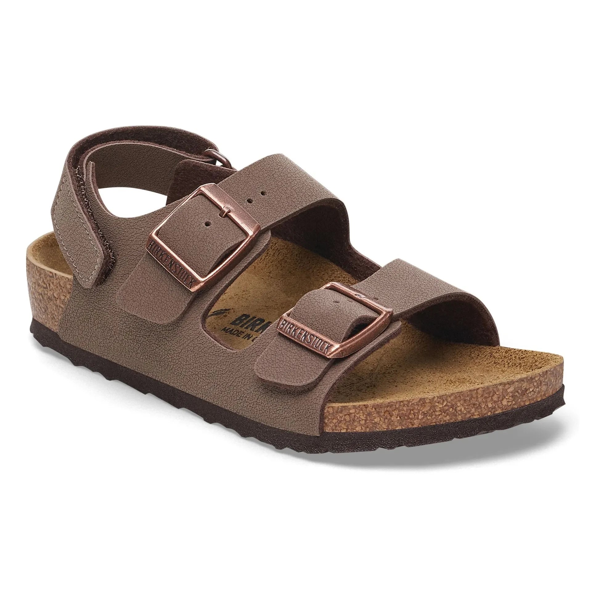 BIRKENSTOCK - Sandalia Milano AS Niños Birko-Flor Birkibuc | Marrón oscuro