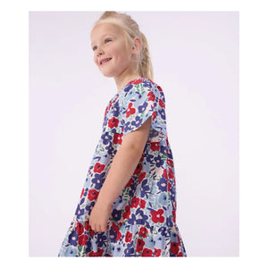 Petit Bateau - Vestido con estampado floral de popelina de algodón orgánico | Azul