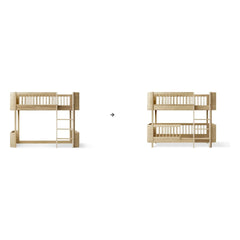 Oliver Furniture - Mini+ dönüştürme kiti, orta-yüksek loft yataktan orta-yüksek ranza yatağa | Meşe