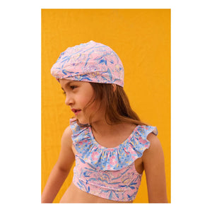 Louise Misha - Gorro de baño Abina con estampado floral Fibras recicladas | Azul