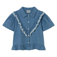 Cozmo - Blusa vaquera Hazel con volante | Azul