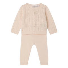 Bonpoint - Conjunto de cárdigan y leggings de algodón orgánico | Rosa empolvado