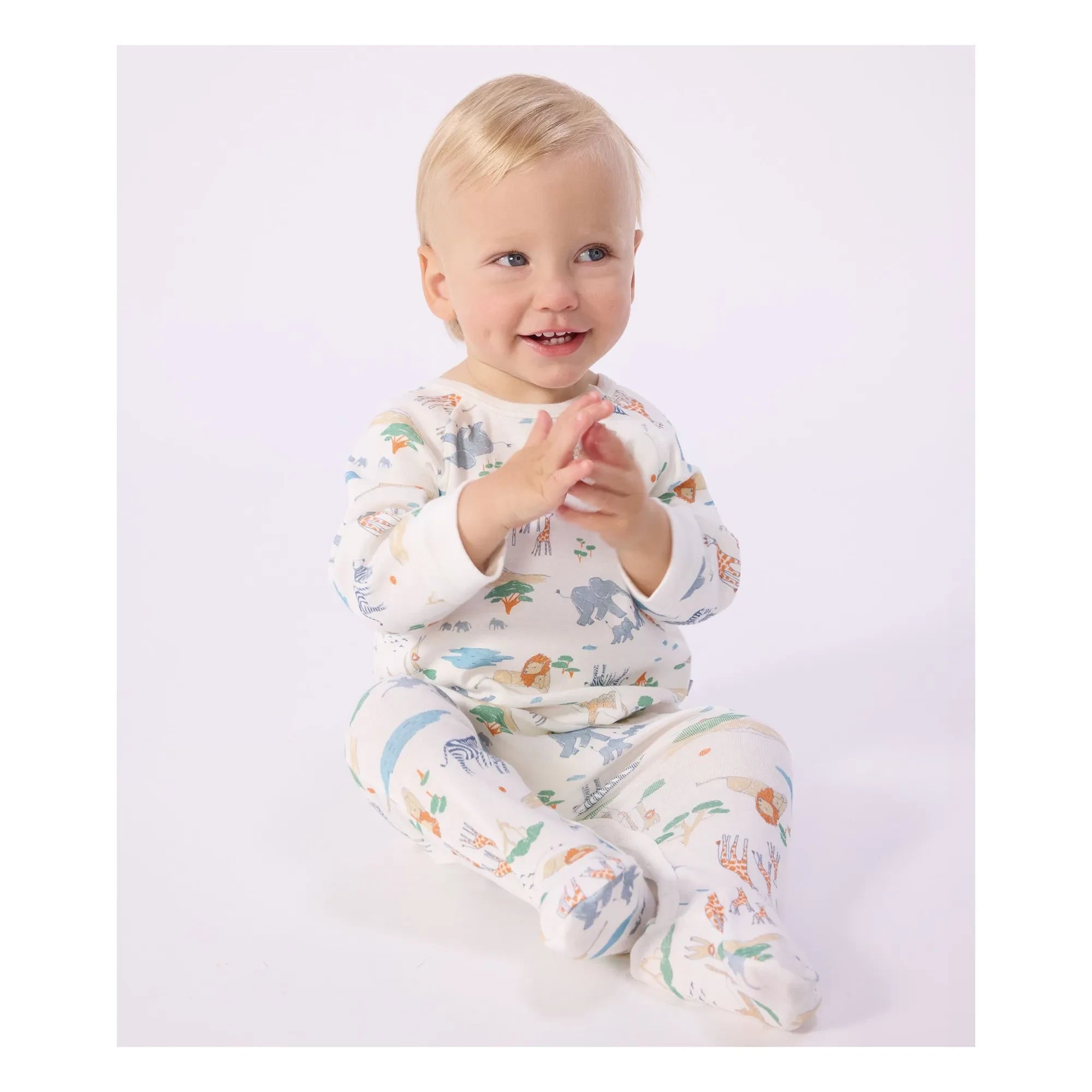 Petit Bateau - Pijama con cremallera Savane | Blanco