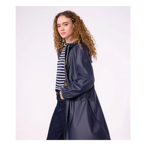 Petit Bateau - Gabardina larga icónica | Azul marino