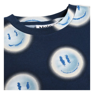 Molo - Camiseta de algodón orgánico Riley Smileys | Azul marino