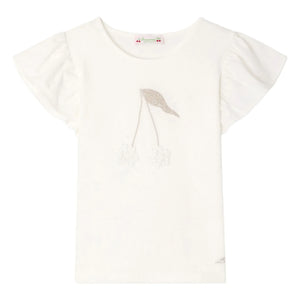 Bonpoint - Camiseta Emila de algodón orgánico con volantes | Blanco