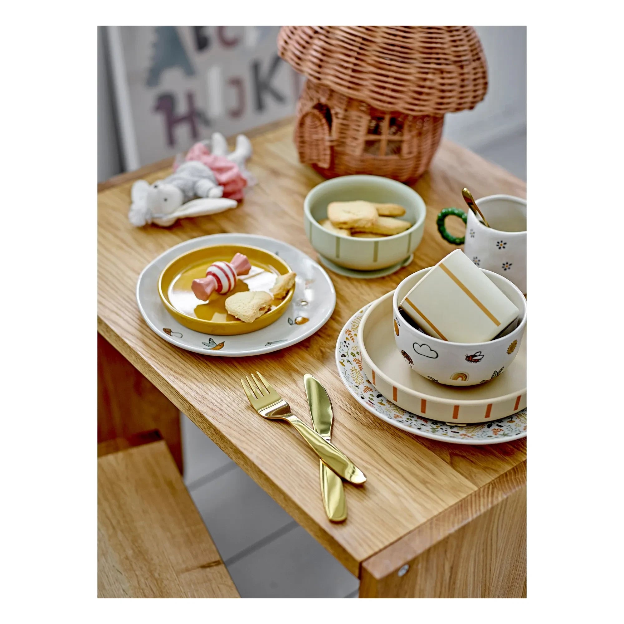 Bloomingville Mini - Vajilla de gres Agnès | Blanco