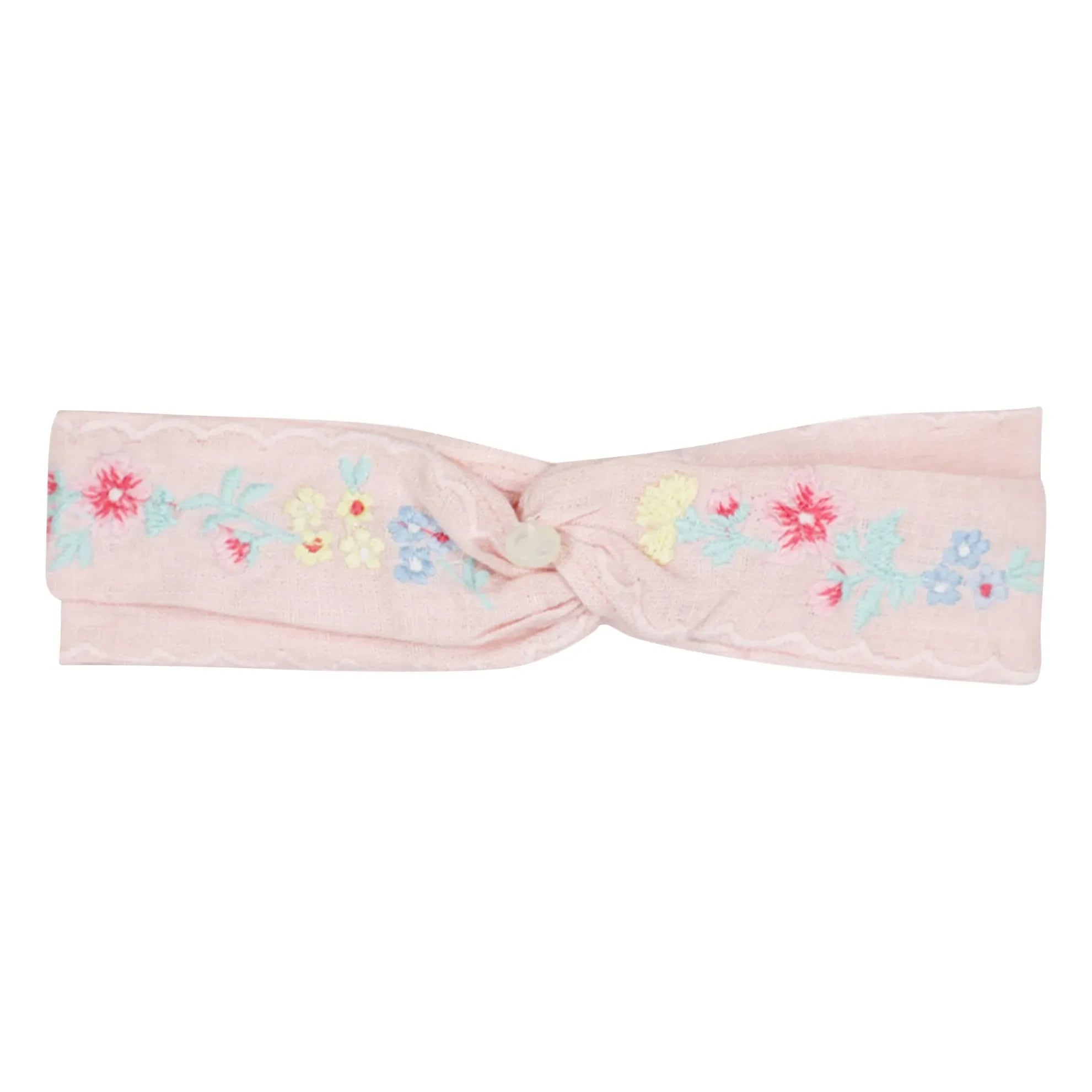 Tartine et Chocolat - Diadema de lino con nudo floral Festo | Rosa claro