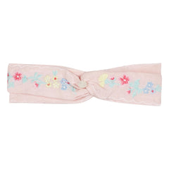 Tartine et Chocolat - Diadema de lino con nudo floral Festo | Rosa claro