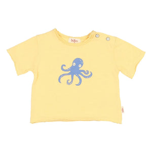 Búho - Camiseta pulpo de algodón orgánico | Amarillo