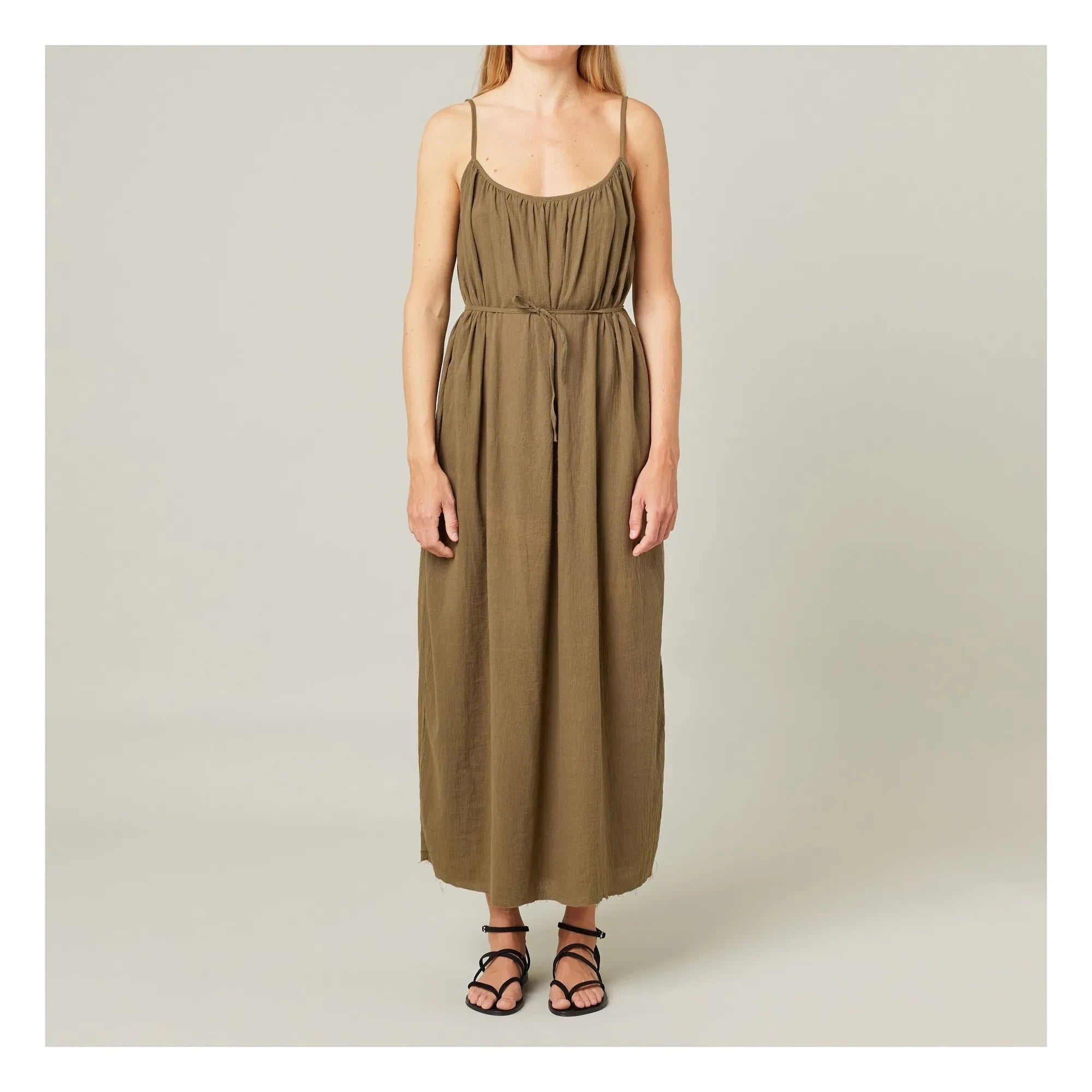 Maison Saint Julien - Vestido de gasa de algodón Palm Beach | Caqui