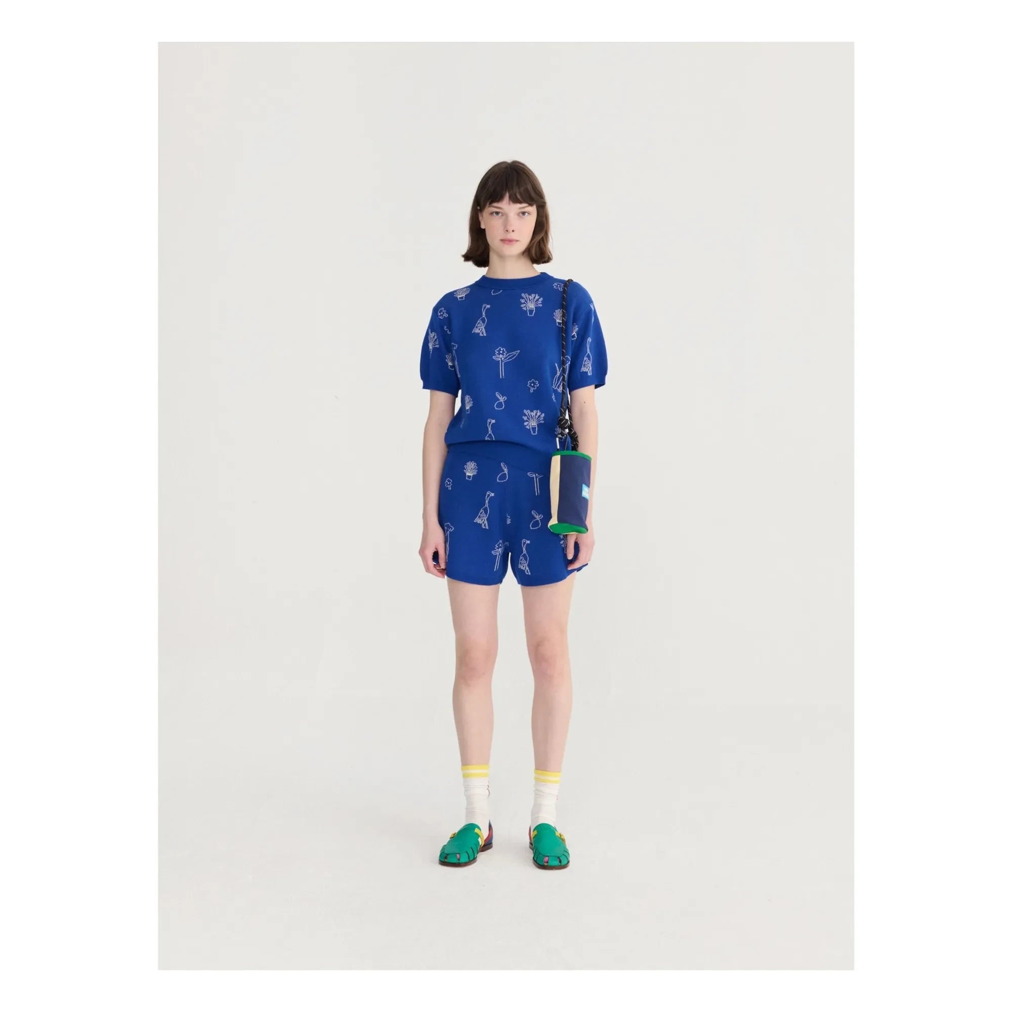 Bobo Choses - Shorts de algodón orgánico de viaje de verano | Azul