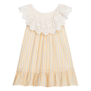 Louise Misha - Vestido de algodón orgánico a rayas Danya | Amarillo