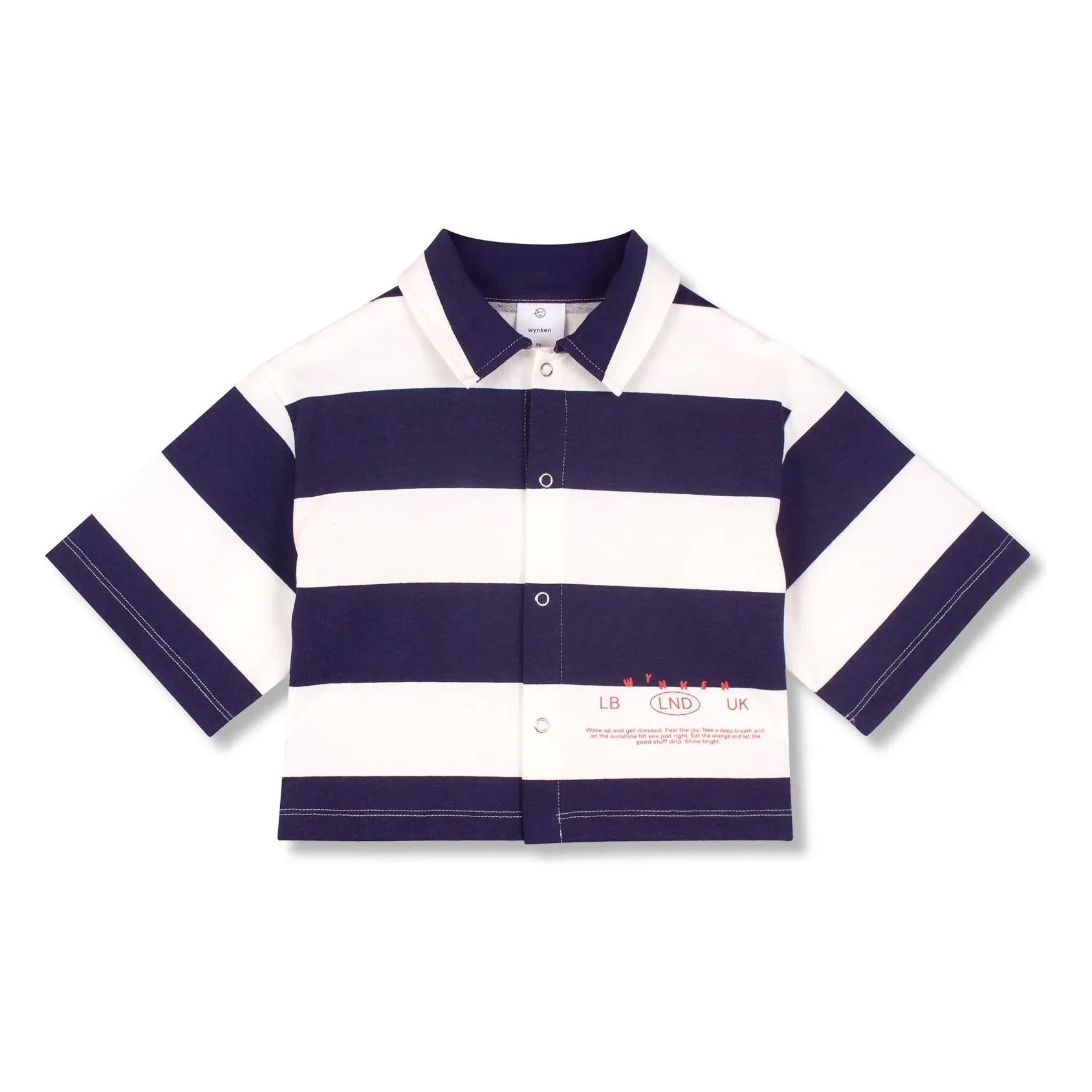 Wynken - Camisa corta de algodón orgánico a rayas | Azul marino