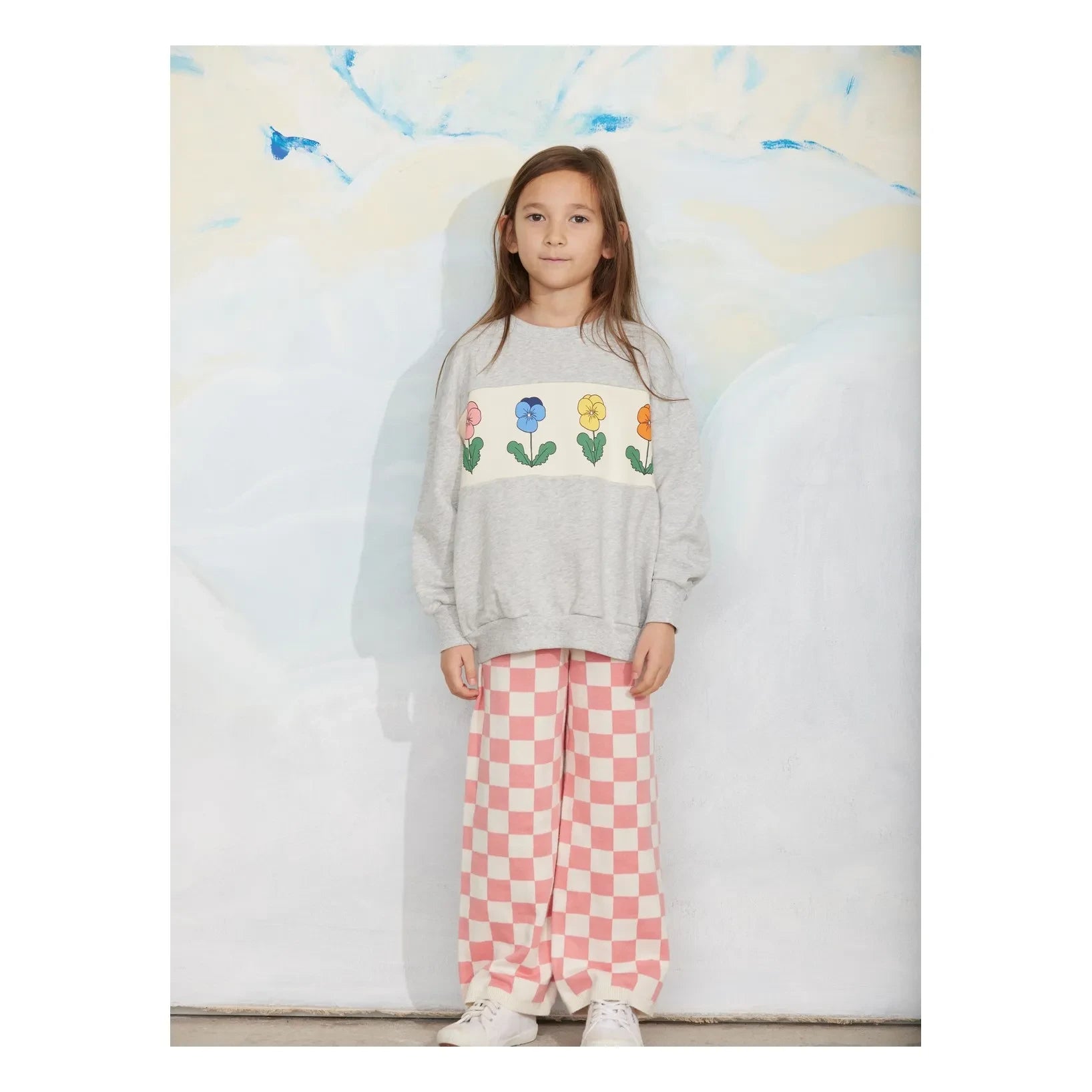 Mini Rodini - Organik Pamuklu File Damier Pantolon | Pembe