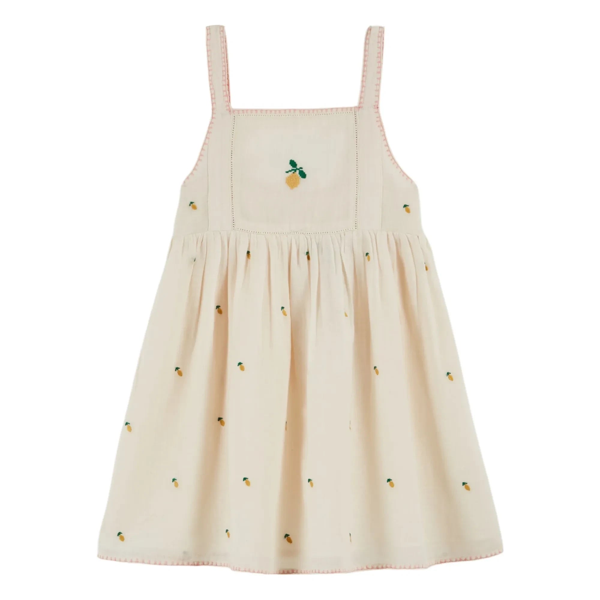 Emile et Ida - Vestido con bordado de limón | Crema