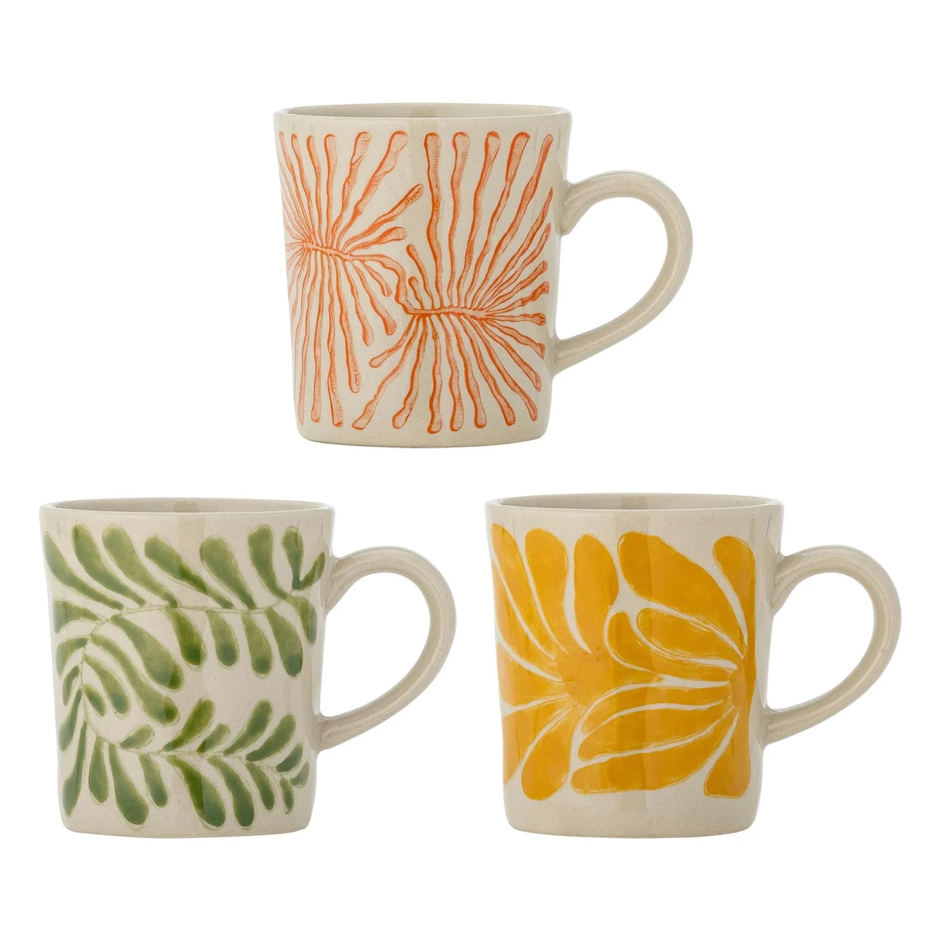 Bloomingville - Taza de cerámica de gres Fauni - Juego de 3 | Multicolor