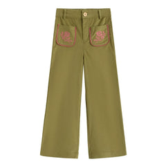 C'era Una Volta - Pantalón con bolsillos bordados Serena | Oliva