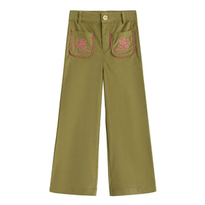 C'era Una Volta - Pantalón con bolsillos bordados Serena | Oliva