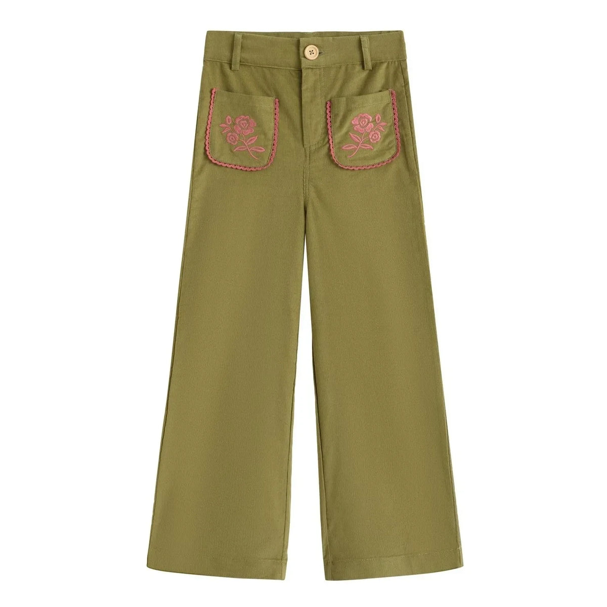 C'era Una Volta - Pantalón con bolsillos bordados Serena | Oliva