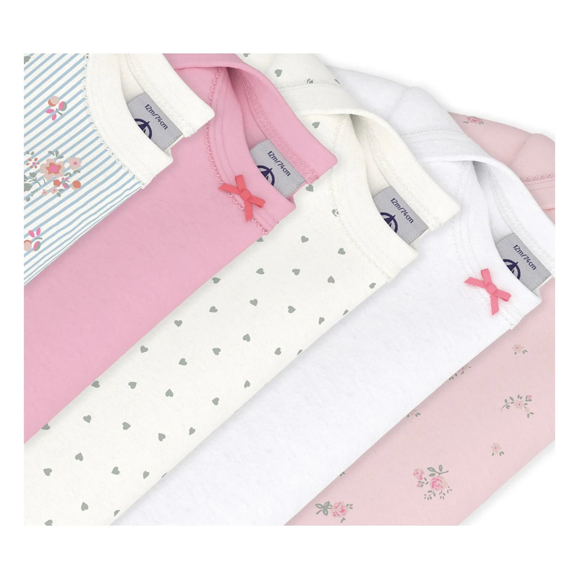 Petit Bateau - Bodies Florales de 5 Piezas | Rosa