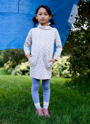 Soor Ploom - Vestido de Cuello Alto Parlor Trellis | Azul Pálido