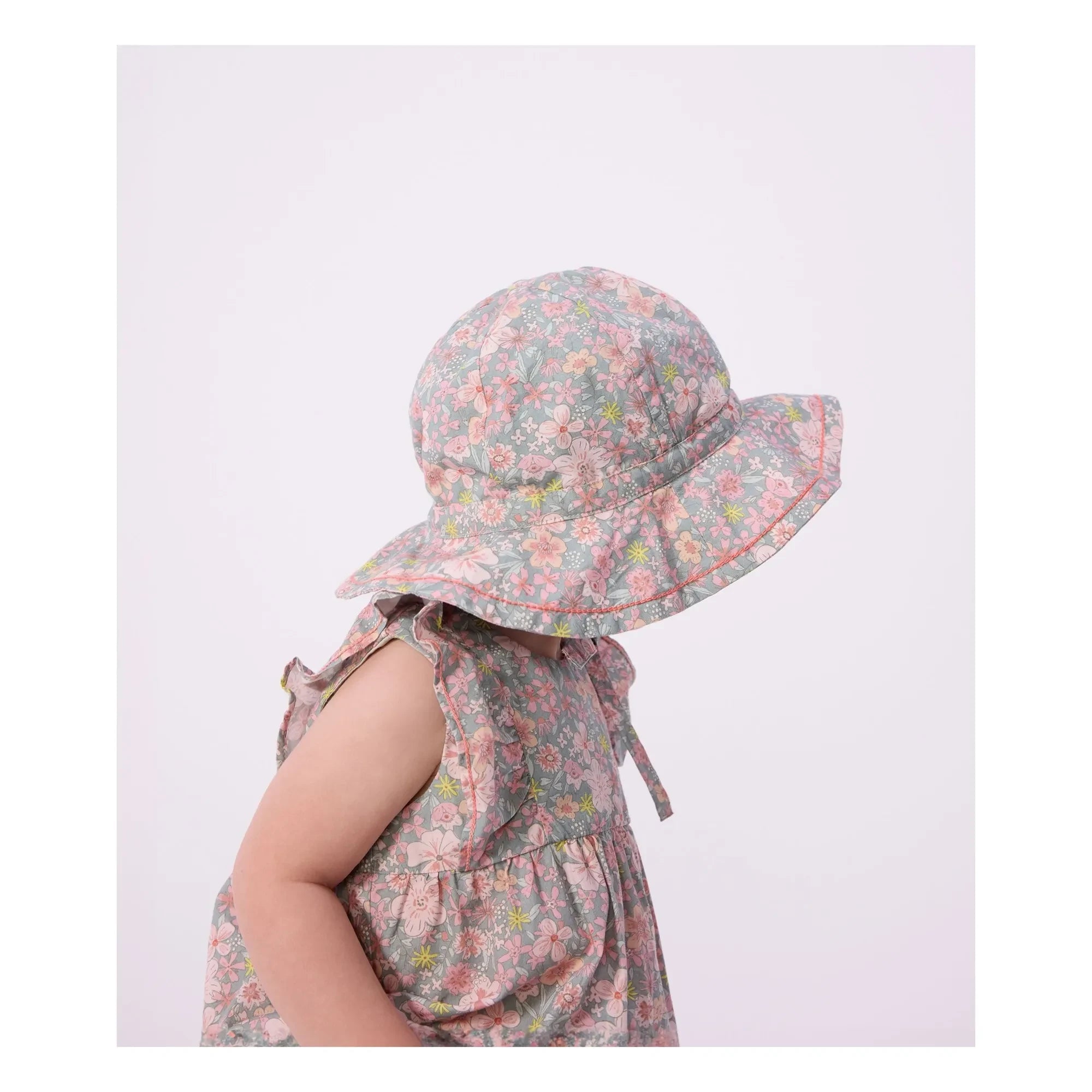 Petit Bateau - Capelina de bebé de popelín de algodón orgánico con estampado floral | Azul grisáceo