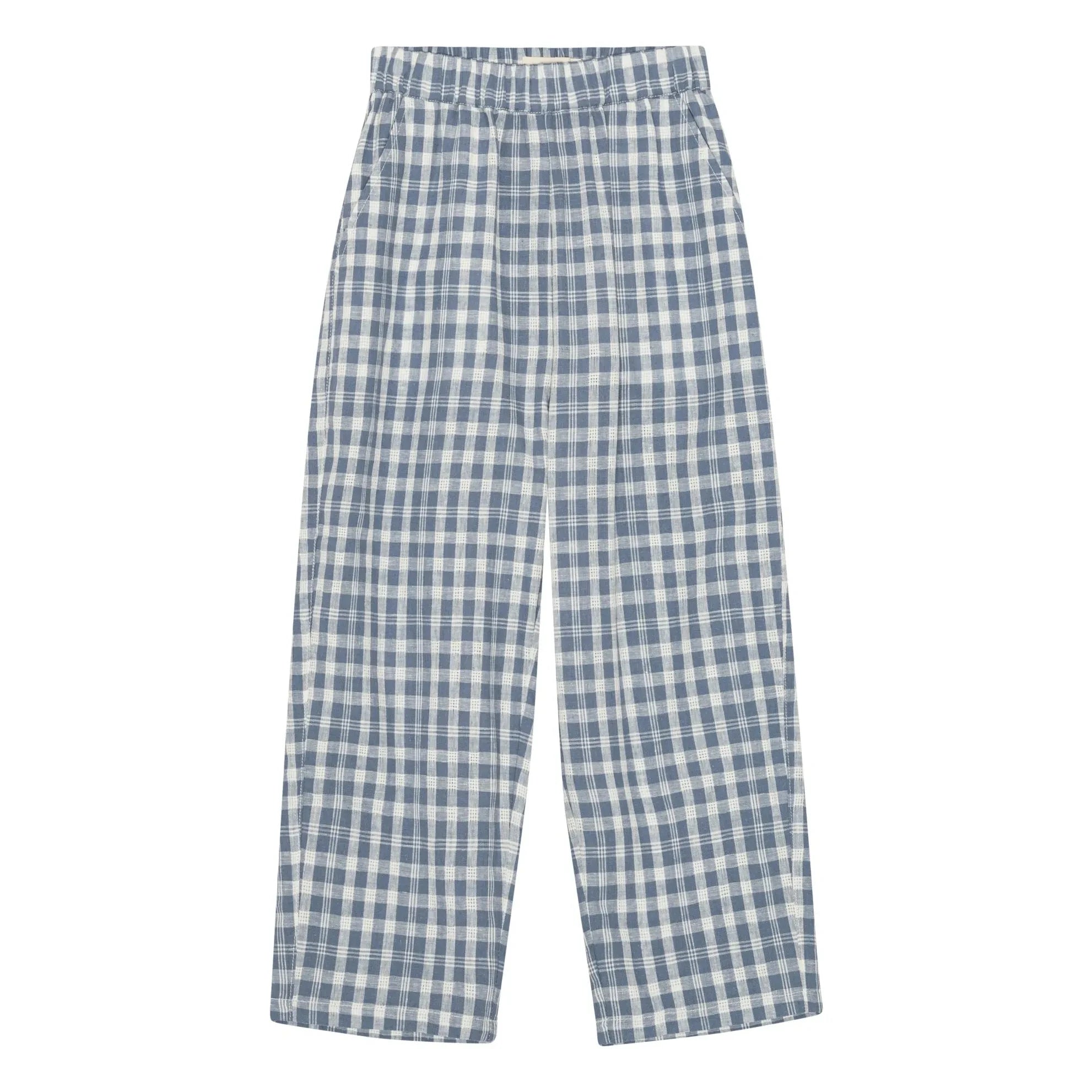 brunobruno nation - Pantalones a cuadros de algodón orgánico Dora | Azul