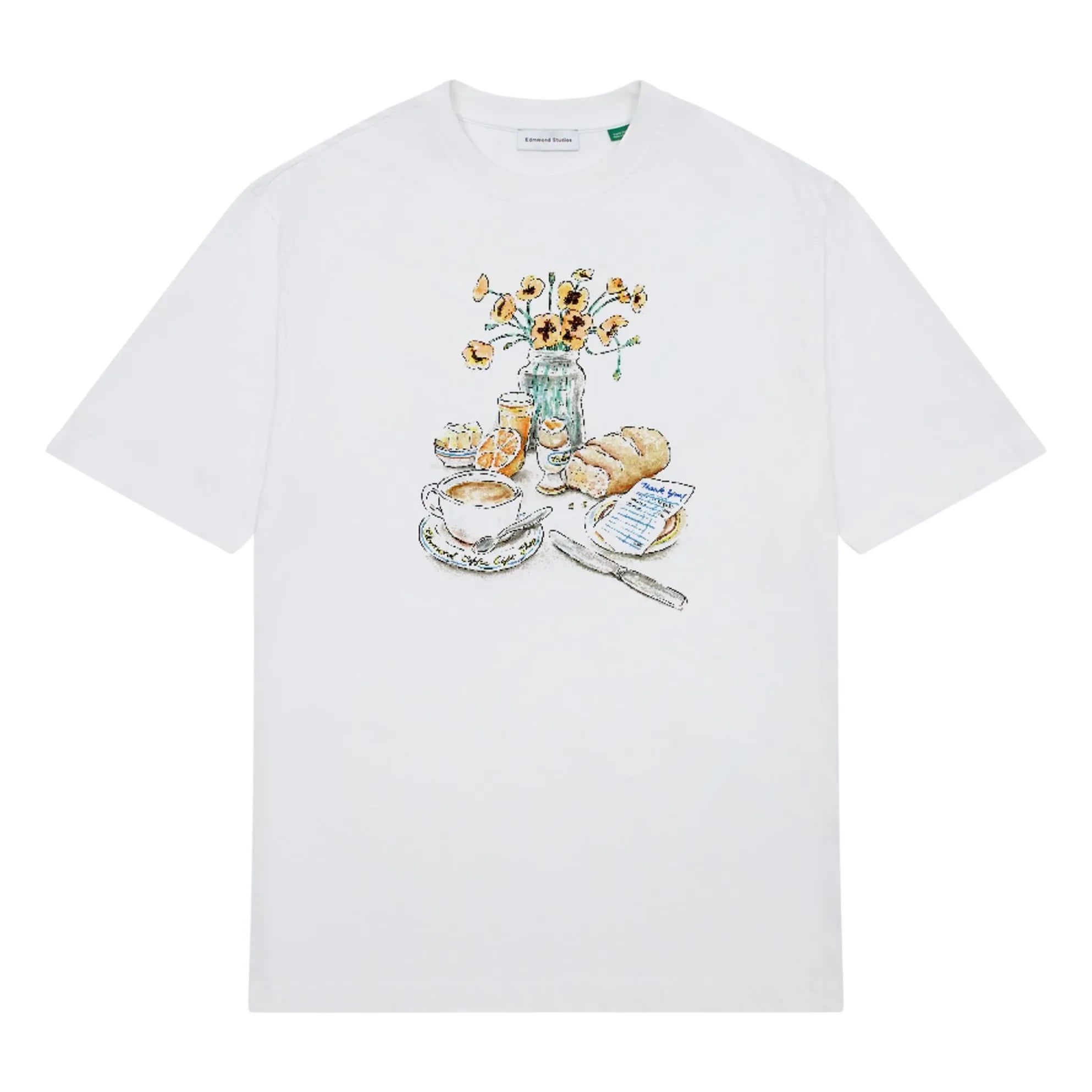 Edmmond Studios - Camiseta de algodón orgánico Edmmond Breakfast | Blanco