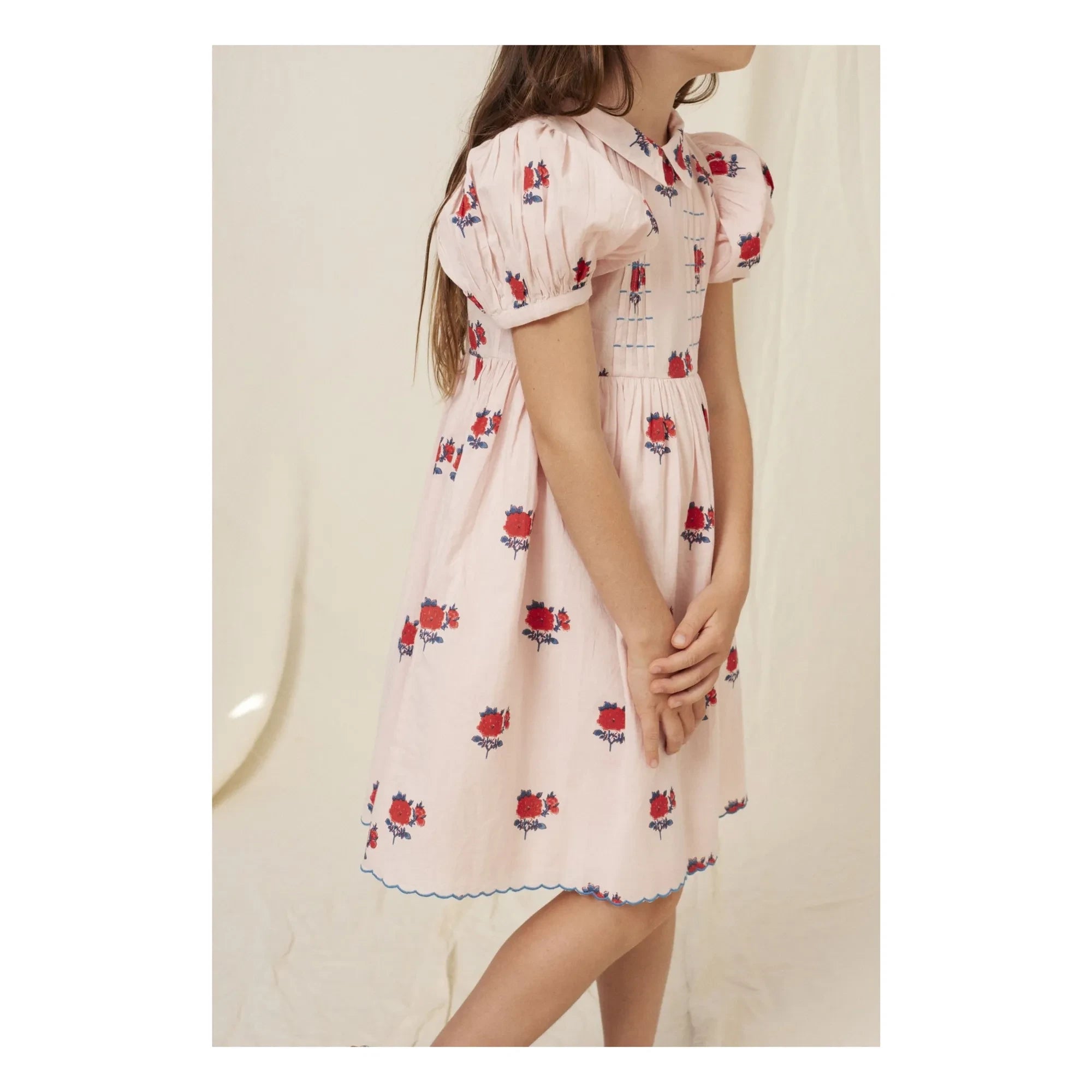 Bebe Organic - Vestido de manga larga con lunares April Fleurs | Rosa pálido