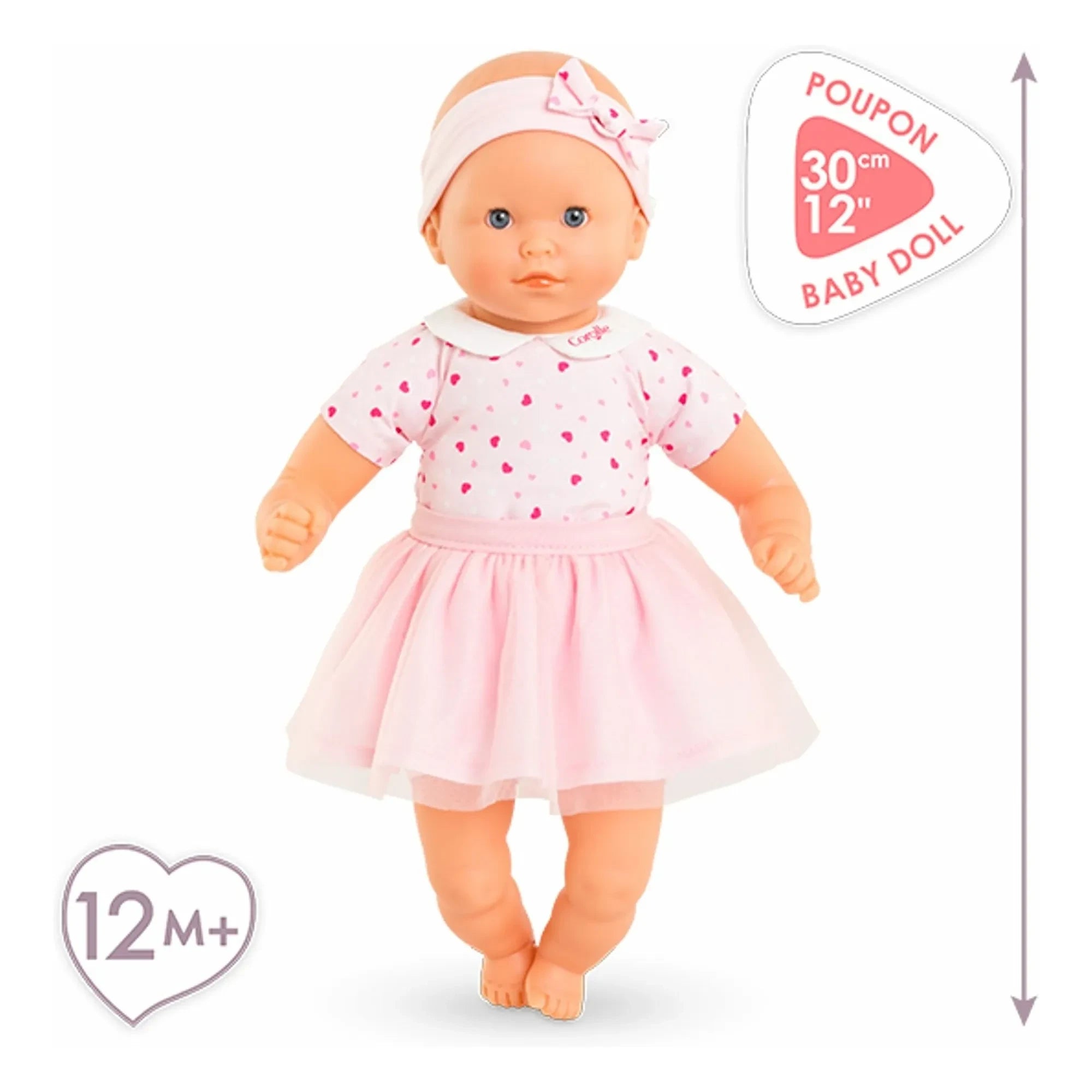 Corolle - Mi primer muñeco - Lindo osito de peluche con corazón | Rosa claro